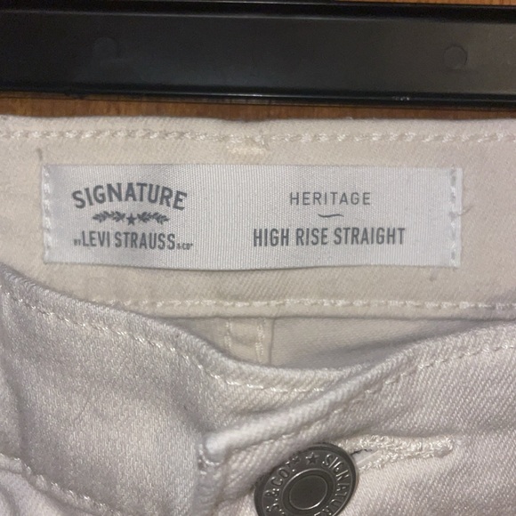 •LEVI'S•IVORY/OFF-WHITE HERITAGE HIGH RISE STRAIGHT DENIM JEANS SIZE 8/W29 - Picture 8 of 10